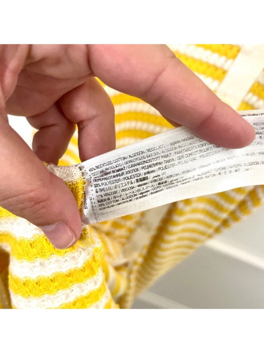 MNG Yellow Stripe Knit Button Front Midi Dress Size 14 - Picture 8 of 8